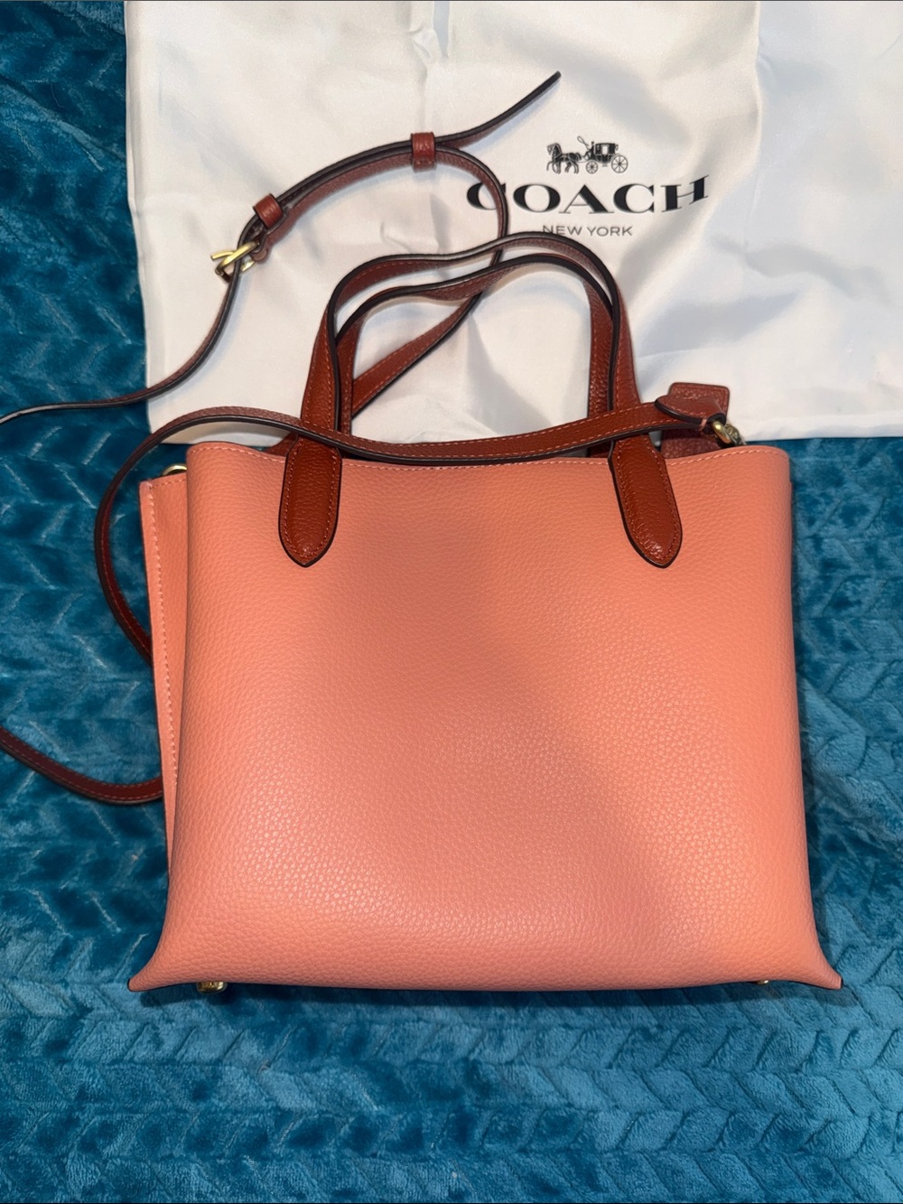 Coach Willow Tote 24 - Light Coral Multi Colorblock Leather - Picture 11 of 11